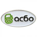 Значки компании АСБО с покрытием под серебро и с цветными эмалями