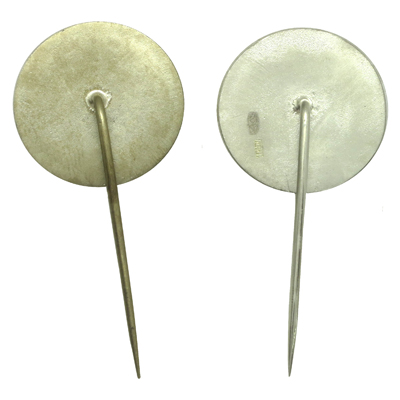 Значки из мельхиора и серебра (оборотная сторона)