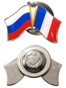 Заливные значки Россия - Франция Значки-флажки заливные Россия-Франция