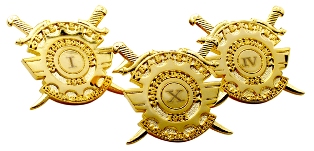 Золотые значки по единому штампу с лазерной гравировкой Золотые значки по единому штампу с лазерной гравировкой